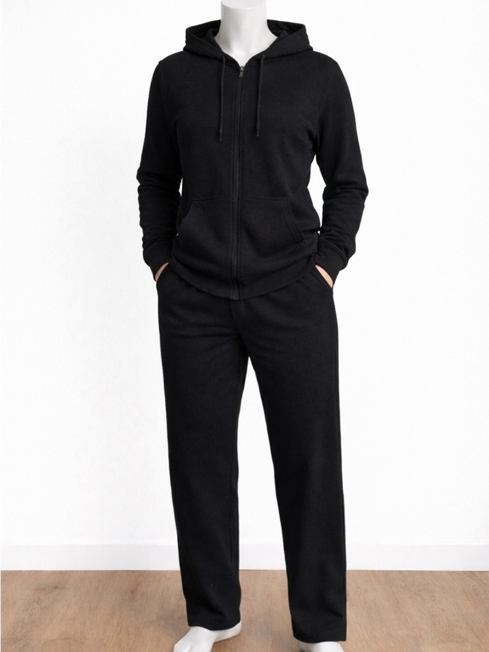 Black Zip Hoodie and sweatpants